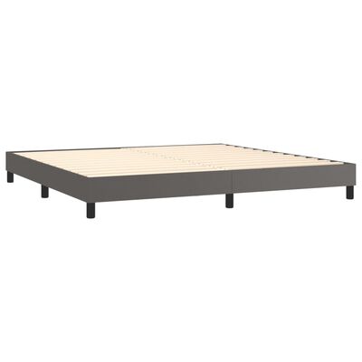 vidaXL Cama box spring colchón y LED cuero sintético gris 200x200 cm