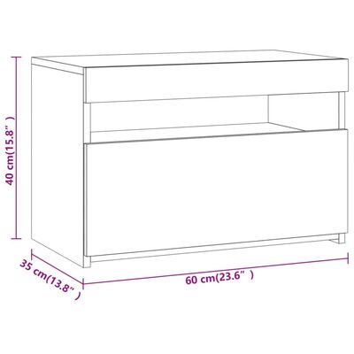 vidaXL Mesitas de noche con luces LED 2 uds gris Sonoma 60x35x40 cm