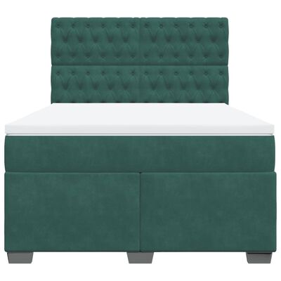 vidaXL Cama box spring con colchón terciopelo verde oscuro 140x190 cm