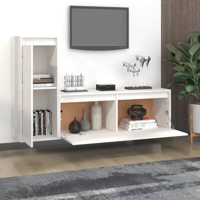 vidaXL Muebles para TV 2 piezas madera maciza de pino blanco