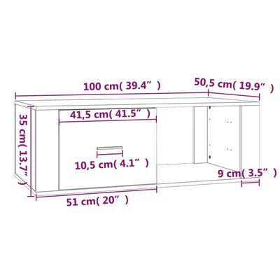 vidaXL Mesa de centro madera contrachapada gris Sonoma 100x50,5x35 cm