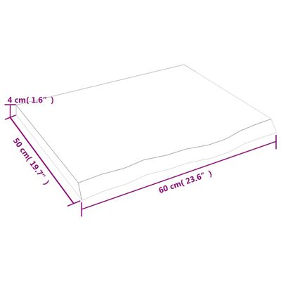 vidaXL Encimera de baño madera maciza sin tratar 60x50x(2-4) cm