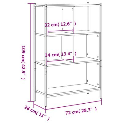 vidaXL Estantería madera de ingeniería roble ahumado 72x28x109 cm