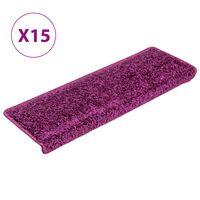 vidaXL Alfombras de peldaños de escalera 15 uds violeta 65x21x4 cm