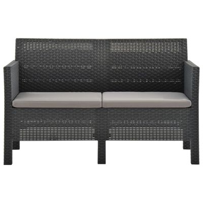 vidaXL Set de muebles jardín 2 piezas cojines PP ratán gris antracita