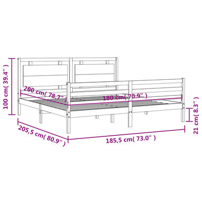 vidaXL Estructura de cama de matrimonio con cabecero madera maciza