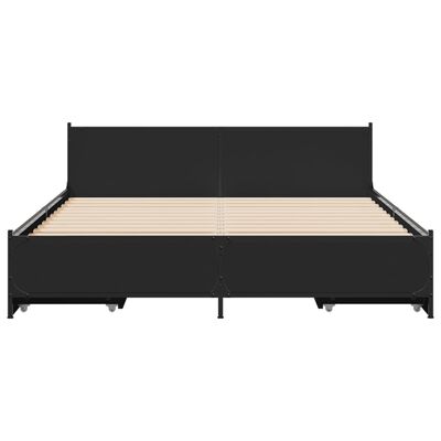 vidaXL Cama con cajones madera de ingeniería negro 135x190 cm