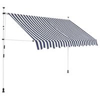 vidaXL Toldo manual retráctil azul y blanco a rayas 300 cm