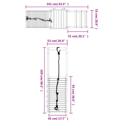 vidaXL Parque infantil de exterior madera maciza Douglas