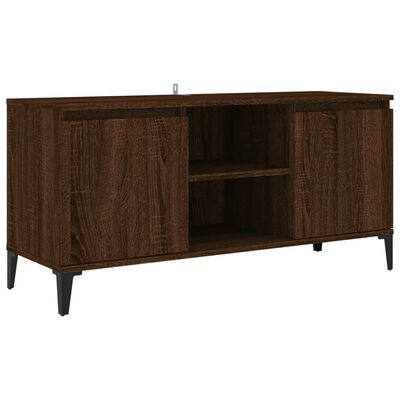 vidaXL Mueble de TV con patas de metal marrón roble 103,5x35x50 cm