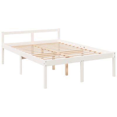 vidaXL Cama para personas mayores con cabecero madera maciza blanco