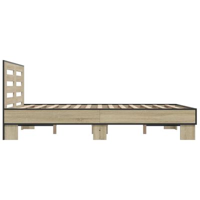 vidaXL Estructura cama madera ingeniería metal roble Sonoma 120x190 cm