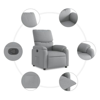 vidaXL Sillón reclinable de tela gris claro