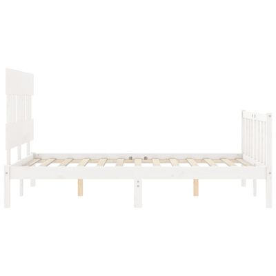 vidaXL Estructura de cama con cabecero madera maciza blanco 120x200 cm