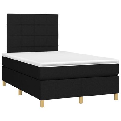 vidaXL Cama box spring con colchón LED tela negro 120x200 cm