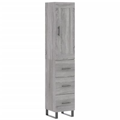 vidaXL Aparador alto madera contrachapada gris Sonoma 34,5x34x180 cm