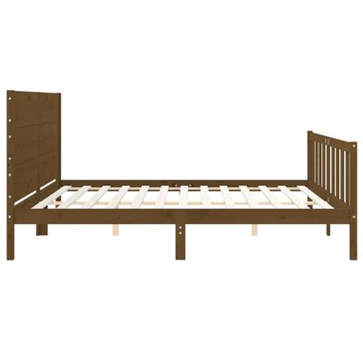 vidaXL Estructura cama y cabecero madera maciza marrón miel 200x200 cm