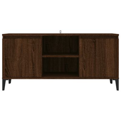 vidaXL Mueble de TV con patas de metal marrón roble 103,5x35x50 cm