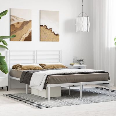 vidaXL Estructura cama sin colchón con cabecero metal blanco 140x190cm