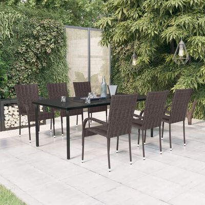 vidaXL Juego de comedor para jardín 7 piezas marrón y negro