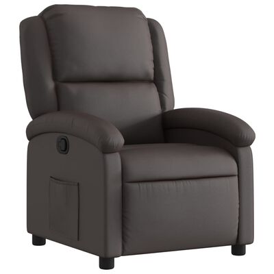 vidaXL Sillón reclinable cuero auténtico marrón oscuro