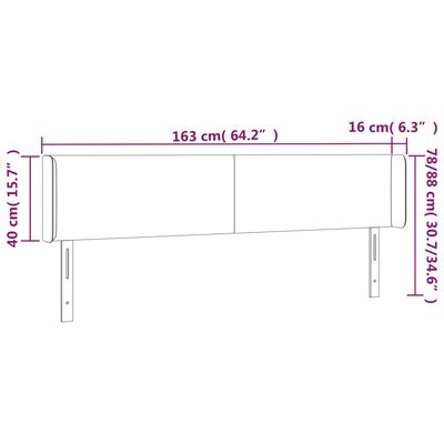 vidaXL Cabecero con LED de tela azul 163x16x78/88 cm