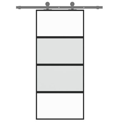 vidaXL Puerta corredera vidrio templado y aluminio negra 90x205 cm