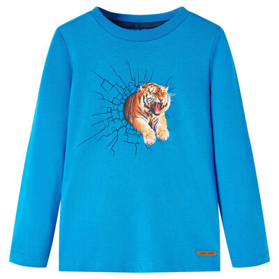 Camiseta infantil de manga larga azul cobalto 104