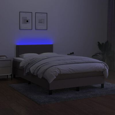 vidaXL Cama box spring con colchón y LED tela gris taupe 120x190 cm