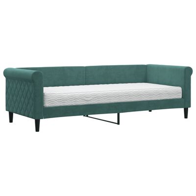 vidaXL Sofá cama con colchón terciopelo verde oscuro 80x200 cm