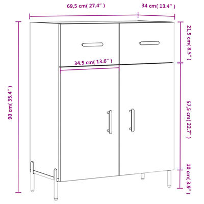 vidaXL Aparador de madera de ingeniería blanco 69,5x34x90 cm