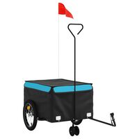 vidaXL Remolque para bicicleta hierro negro y azul 45 kg