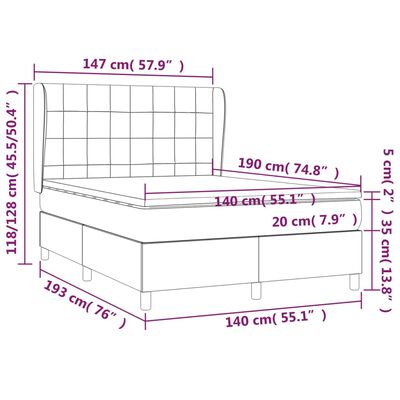 vidaXL Cama box spring con colchón tela azul 140x190 cm