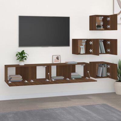 vidaXL Mueble de pared para TV madera contrachapada roble marrón