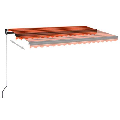 vidaXL Toldo manual retráctil con LED naranja y marrón 450x350 cm