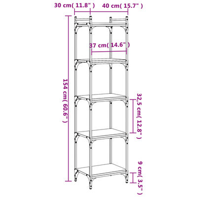 vidaXL Librería 5 estantes madera ingeniería roble marrón 40x30x154 cm