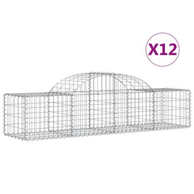 vidaXL Cestas de gaviones 12 uds forma de arco hierro 200x50x40/60 cm