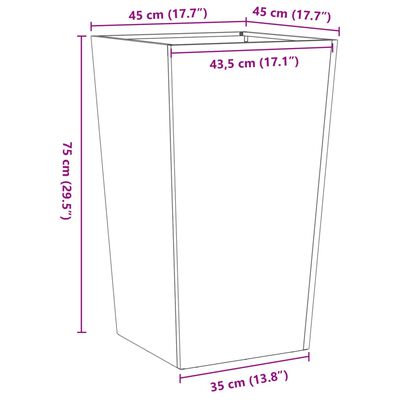 vidaXL Jardineras 2 uds acero inoxidable 45x45x75 cm