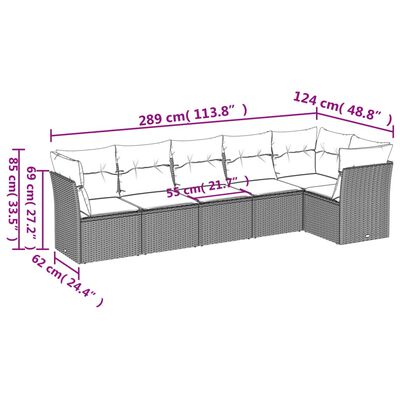 vidaXL Set sofás de jardín 6 piezas y cojines ratán sintético marrón