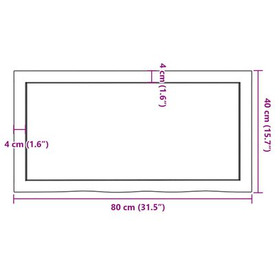 vidaXL Encimera baño madera maciza tratada marrón oscuro 80x40x(2-6)cm