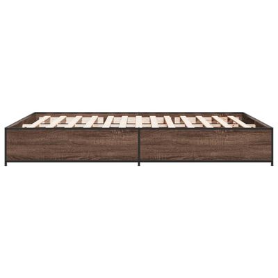 vidaXL Estructura cama madera ingeniería metal marrón roble 135x190 cm