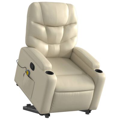 vidaXL Sillón reclinable de masaje de pie cuero artificial color crema