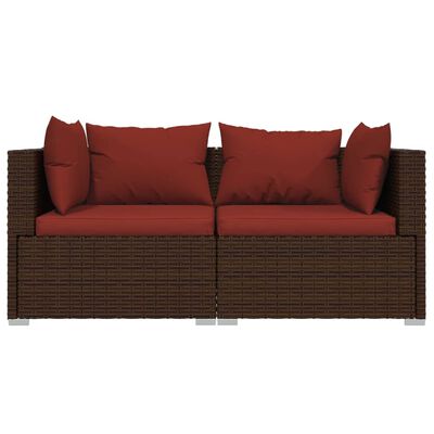 vidaXL Set muebles de jardín 3 piezas y cojines ratán sintético marrón