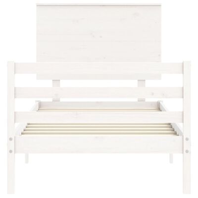 vidaXL Estructura de cama individual con cabecero madera maciza blanco