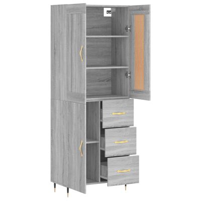 vidaXL Aparador alto madera contrachapada gris sonoma 69,5x34x180 cm