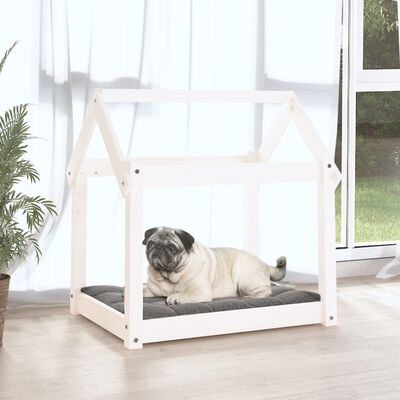 vidaXL Cama para perros madera maciza de pino blanco 71x55x70 cm