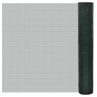 vidaXL Malla de alambre de acero galvanizado verde 1x25 m