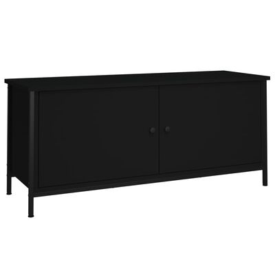 vidaXL Mueble TV con puertas madera contrachapada negro 102x35x45 cm