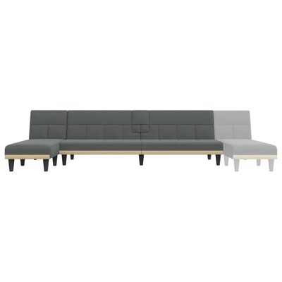 vidaXL Sofá cama en forma de L tela gris oscuro 255x140x70 cm