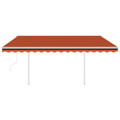 vidaXL Toldo retráctil automático con postes naranja y marrón 4,5x3 m